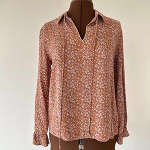 Carminn Orange Floral Collared Top